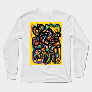 Yellow African Graffiti Pattern Art Long Sleeve T-Shirt